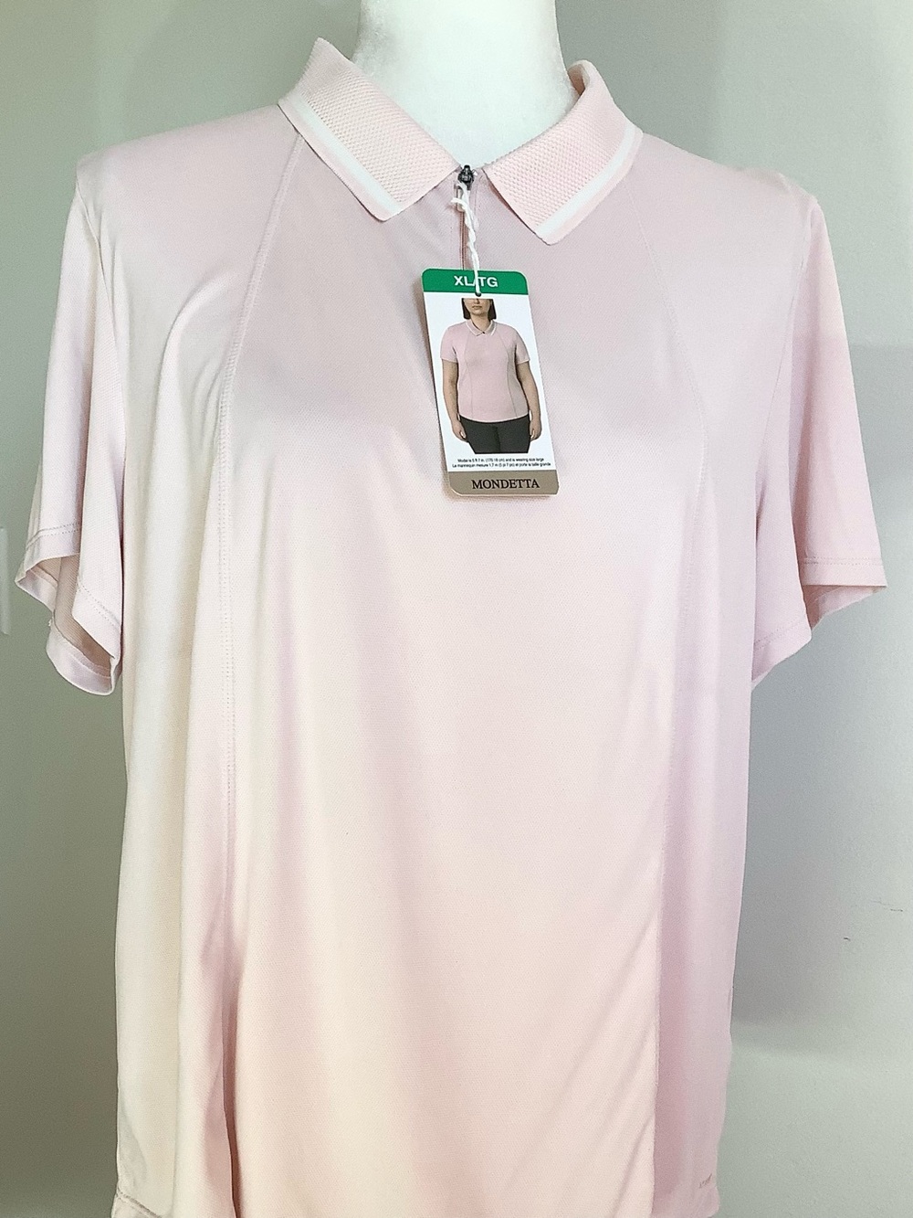 NEW Mondetta Women’s Pale Pink Polo Mesh Shirt Top Golf Casual Sz. XL